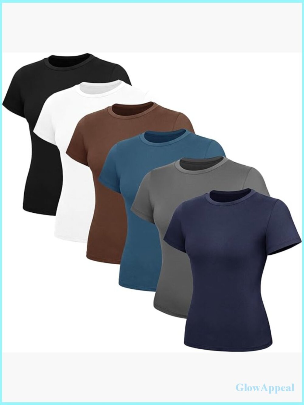 6 Pack Short Sleeve Crop Tops Slim Fit Basic Tees for Women